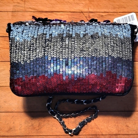 Free People Sequin Embellished Mixed Media Shoulder Beg - Picture 6 of 12